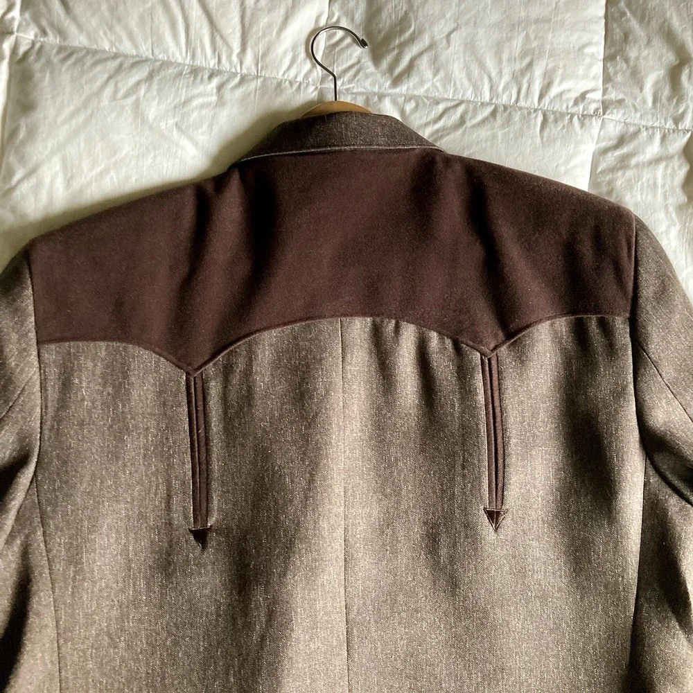 Circle S Boise Western Suit Coat Jacket Chestnut Brown Mens 48R Cowboy Rodeo EUC - Picture 6 of 16